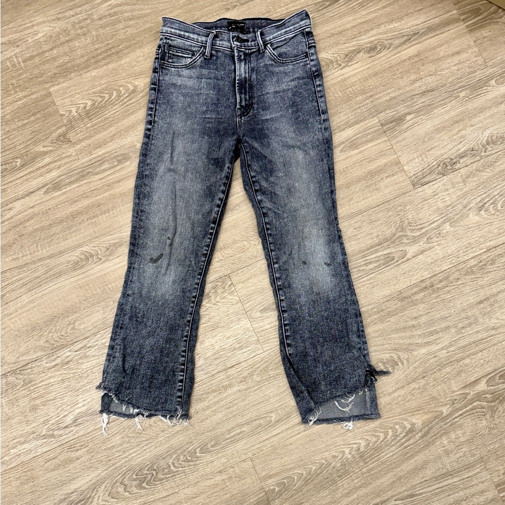 MOTHER Blackwashed Cropped Ankle Jeans